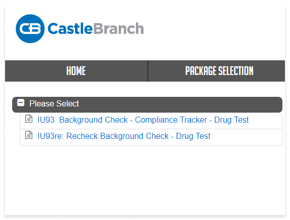 CastleBranch instructions screenshot