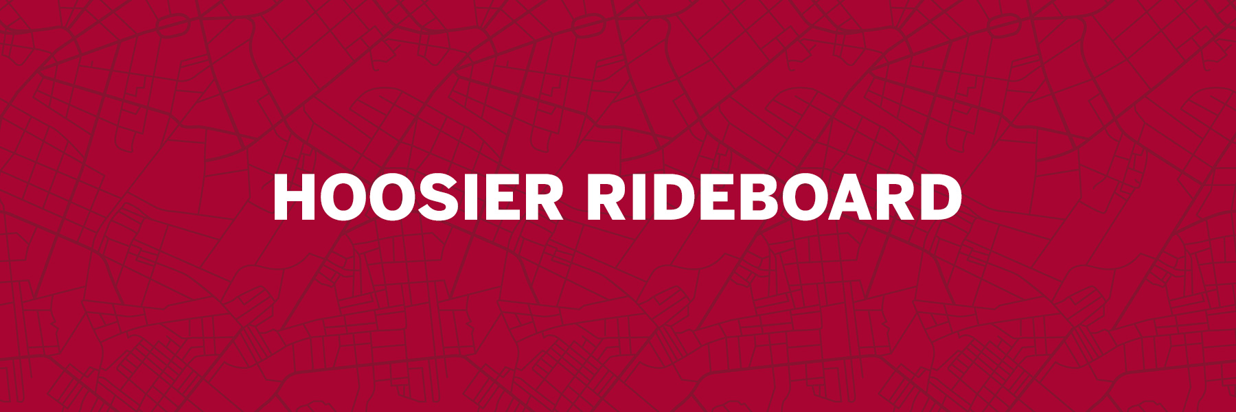 Red city map and the words Hoosier Rideboard
